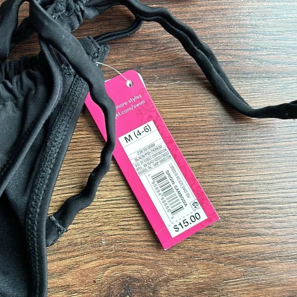 NWT Xhilaration Black Bikini Bottoms | Cheeky Bikini Bottoms | Strappy | - Picture 4 of 6